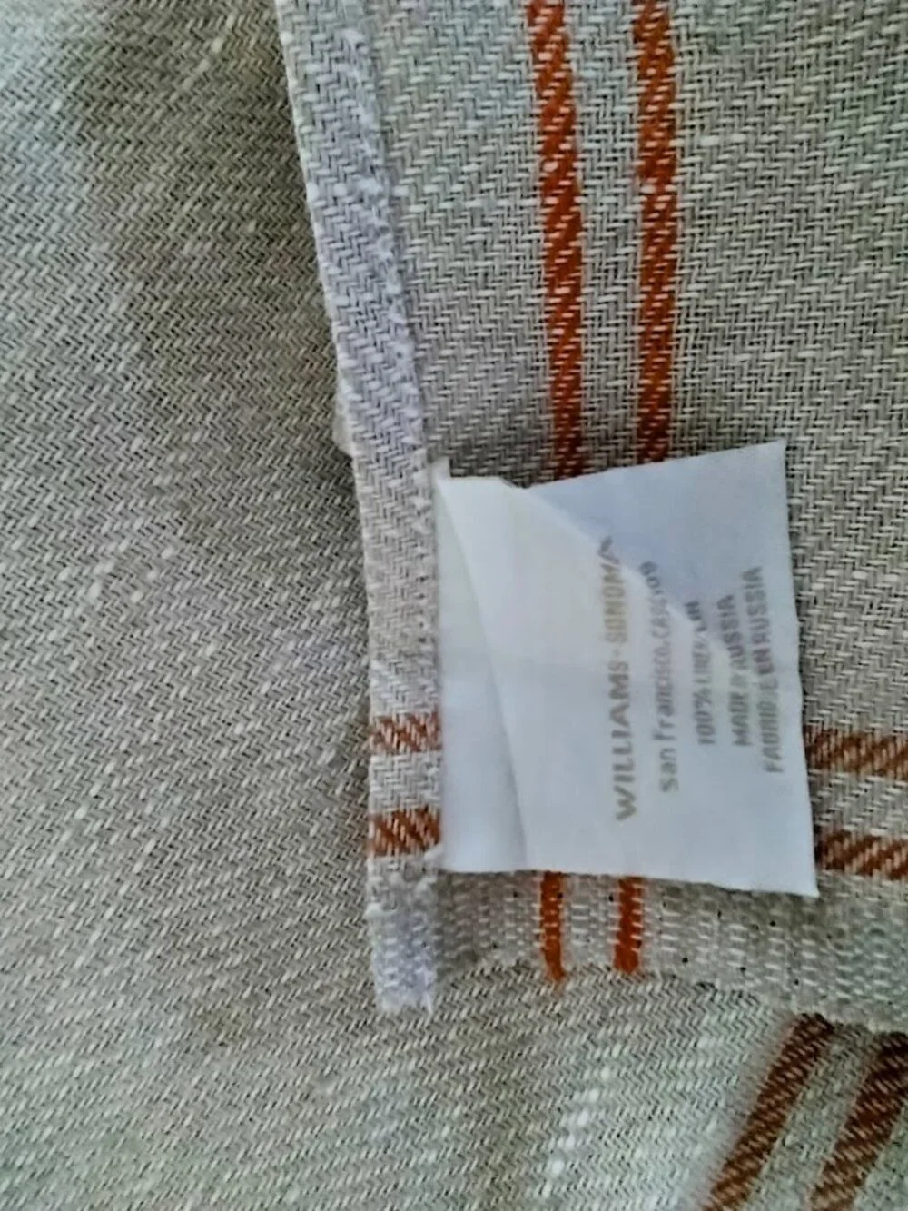 VTG New Williams Sonoma Jacquard Towel 100% Linen Old Production 31” x 24”